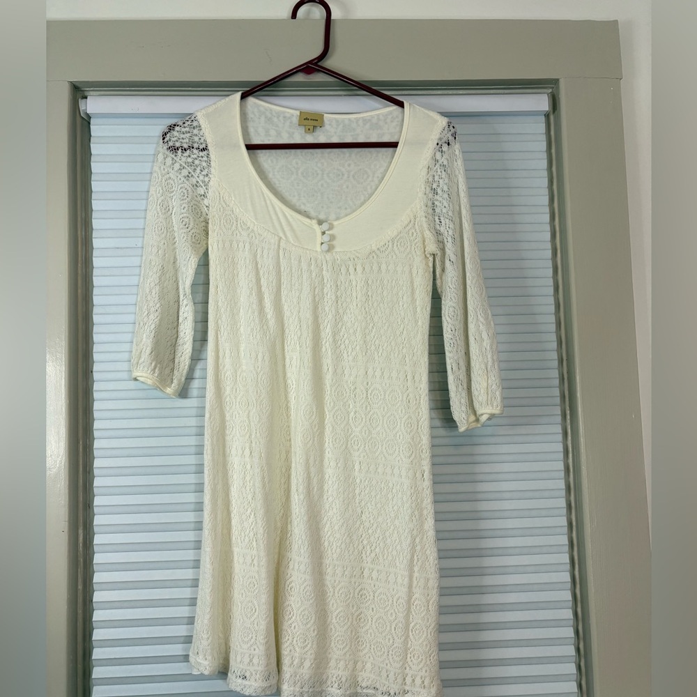 Ivory Lace Boho Mini Dress - Picture 6 of 12